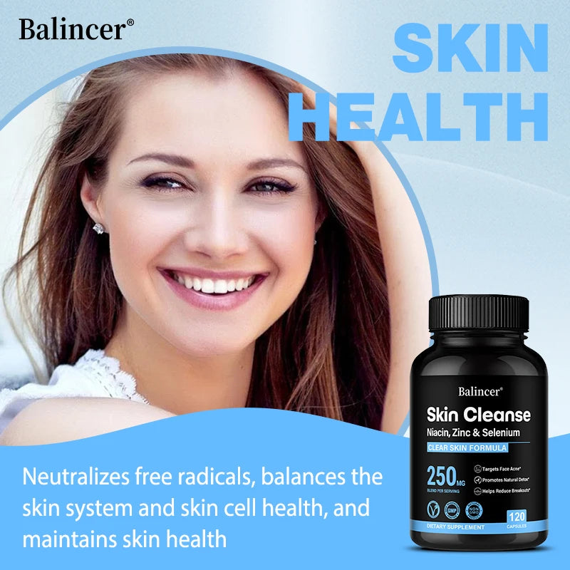 Skin Clearing Supplement – Niacin, Zinc & Selenium Capsules Skin Health Supplement Qst