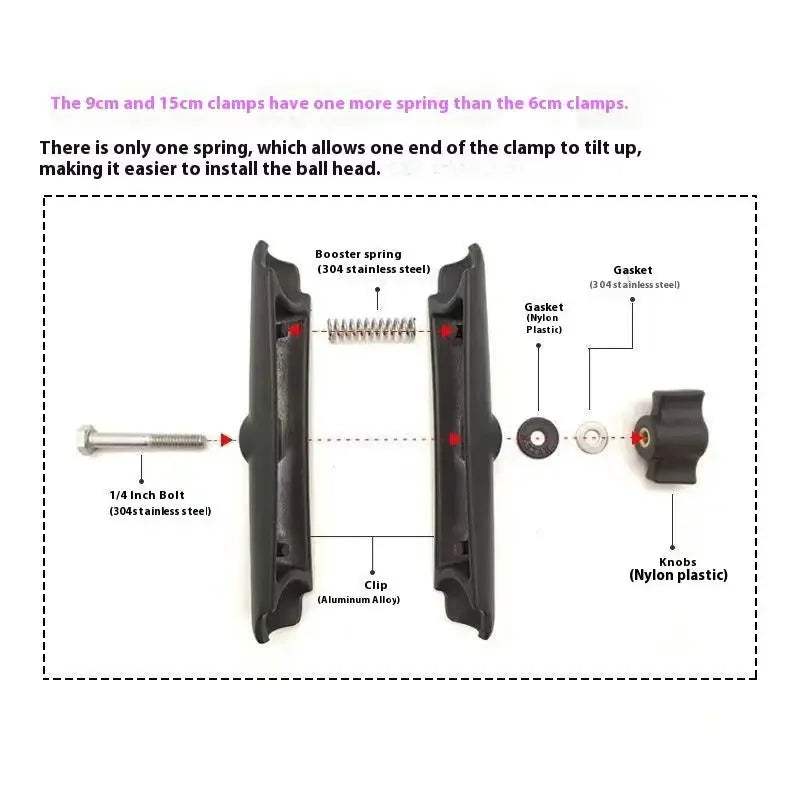Ball Head Double Socket Arm Aluminum Alloy Mount – 6/9/15cm Mount Socket Arm Qme