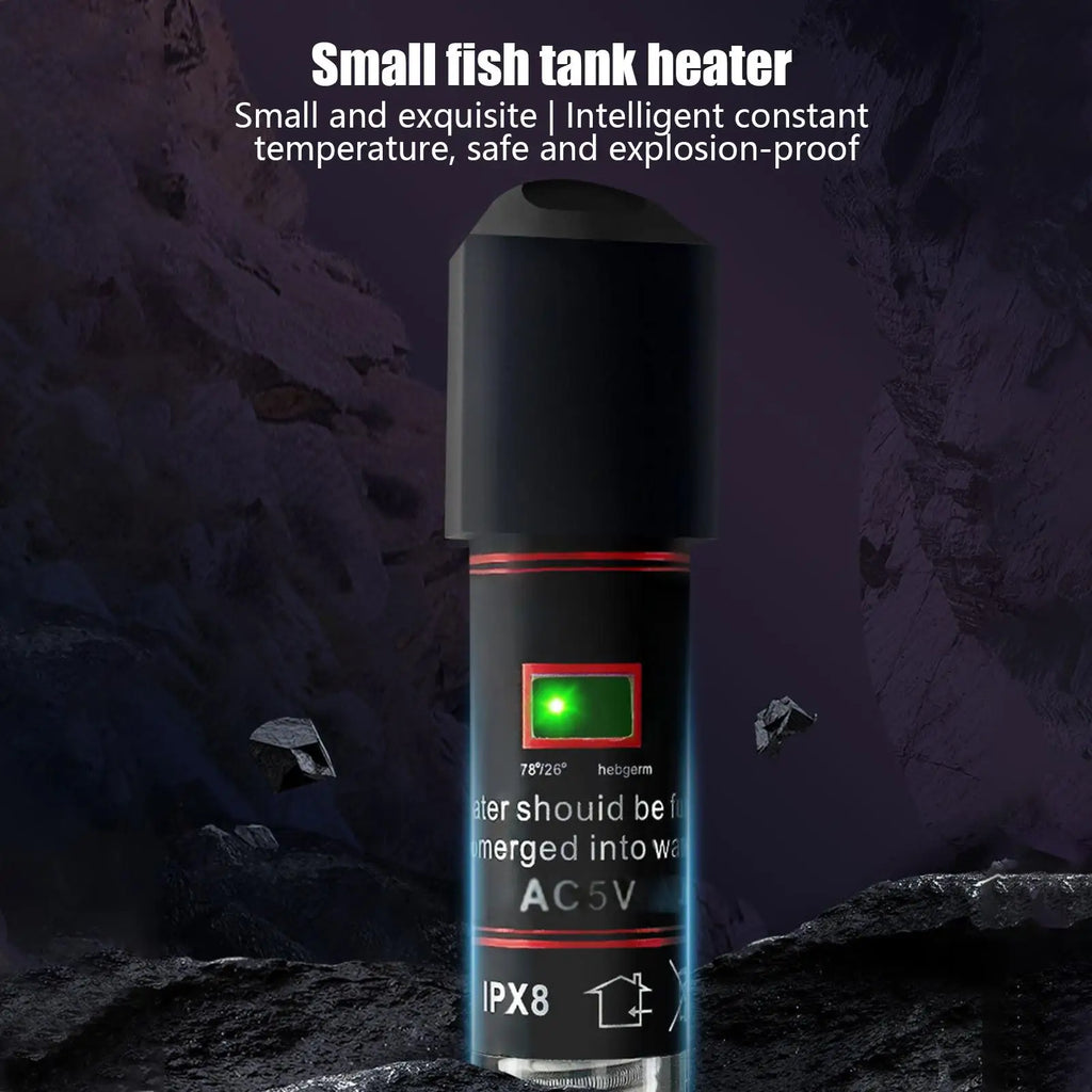 USB Fish Tank Heater – Precision Temp Control, 10W Submersible Aquarium Heater Qme