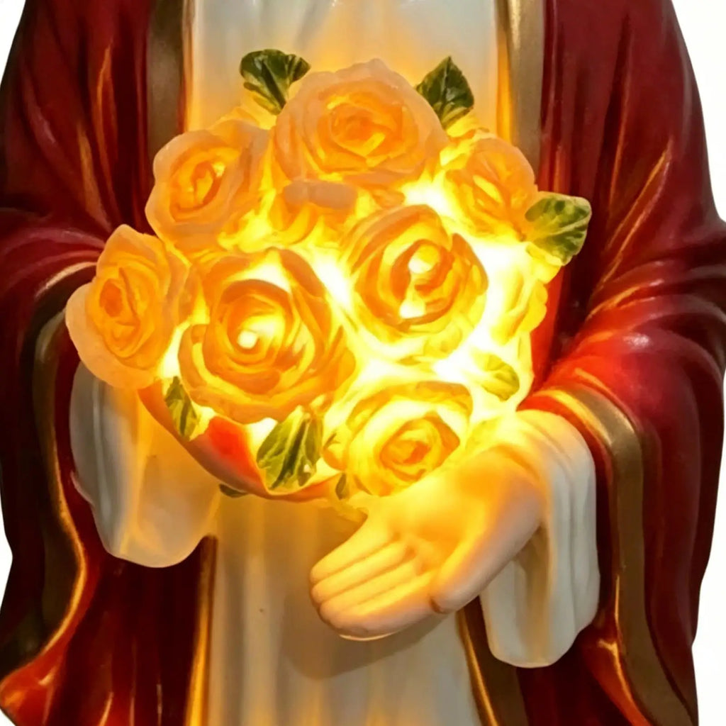 LED Lighted Jesus Statue – Resin Outdoor & Garden Decor LED Religious Statue Qme