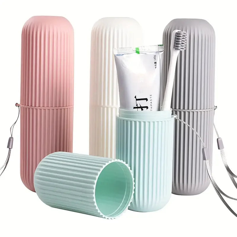 Portable Travel Toothbrush Box & Mouthwash Cup Set Travel Toothbrush Case Qme