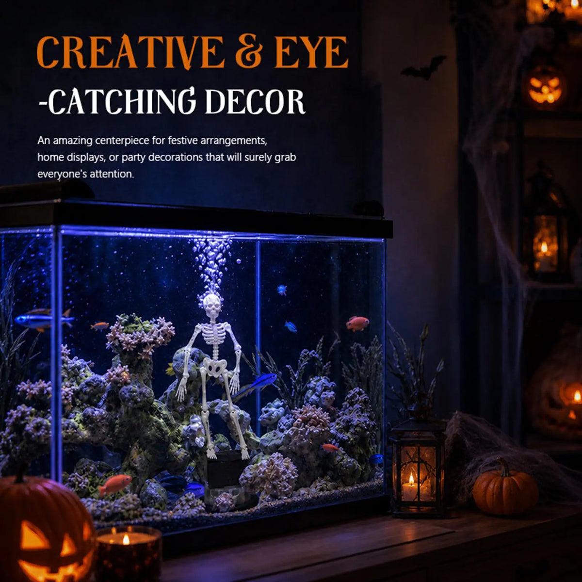 Skeleton Bubbler Aquarium Decor | 3D Printed Halloween 7x4 In Aquarium Bubbler Decor Qme