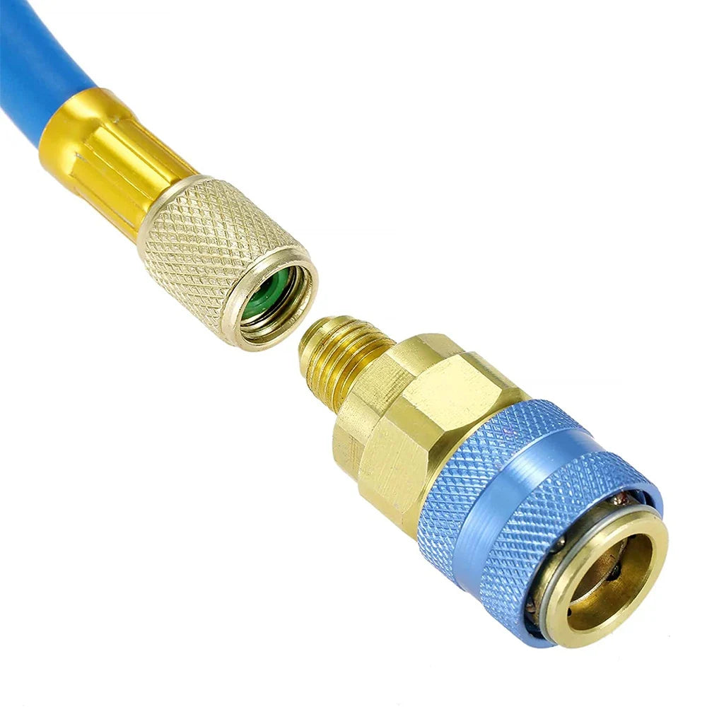 R134A Brass Quick Coupler Connector – Car AC Refrigerant Adapter AC Refrigerant Coupler Qme