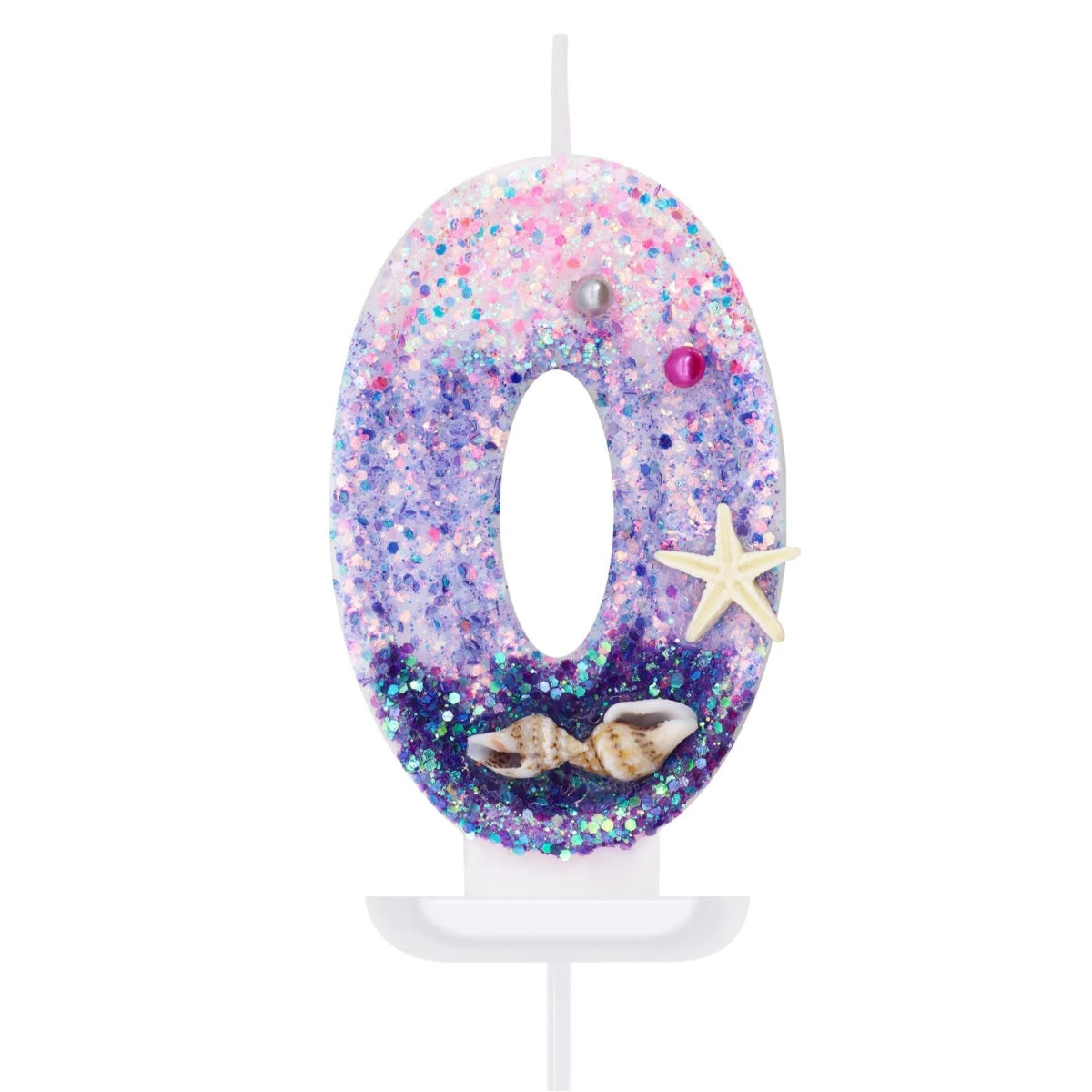 Pink Mermaid Number Birthday Candle – Ocean Beach Cake Topper Birthday Cake Candle Qst seas and oceans0