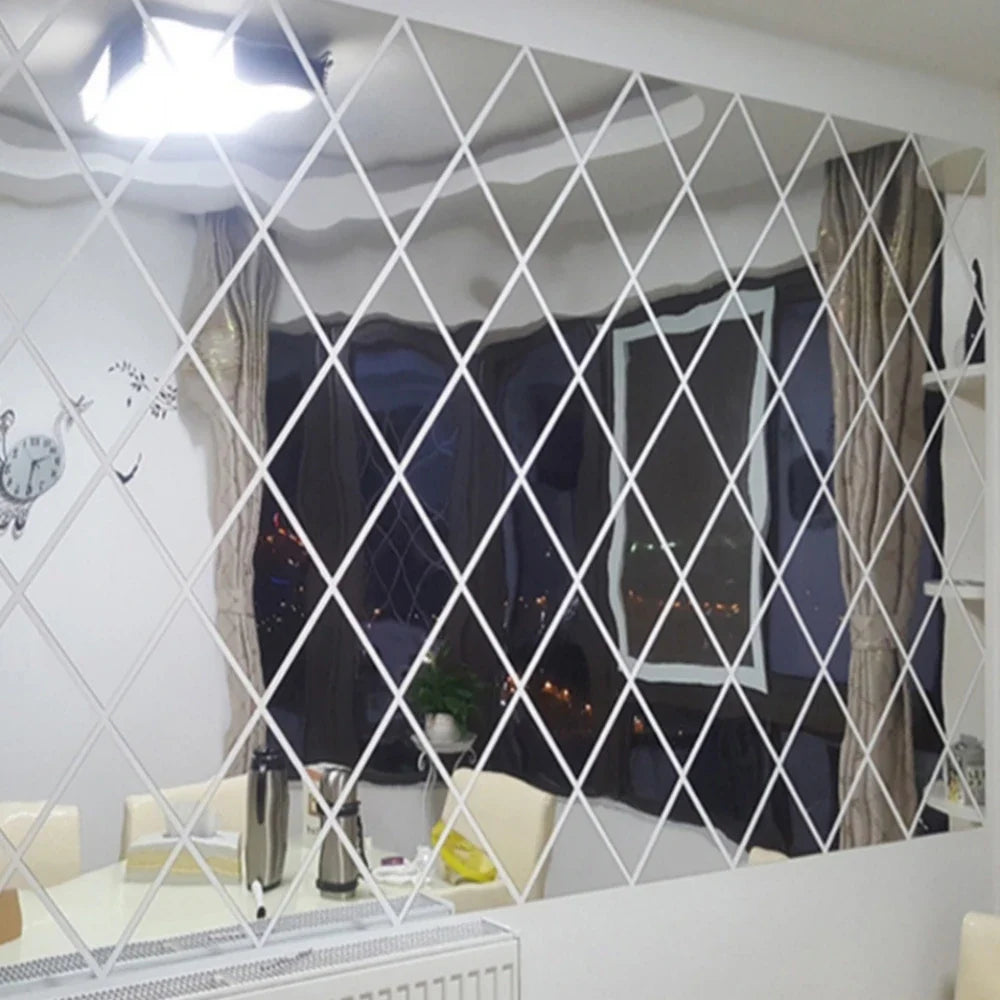 Self-Adhesive Acrylic Mirror Wall Stickers 50x50cm DIY Decal Mirror Wall Sticker Qme