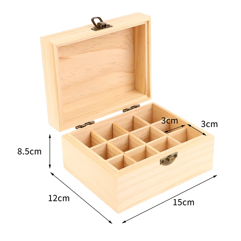 Wooden Essential Oil Box – 12 or 25 Slot Aromatherapy Organizer Essential Oil Organizer Qst 12 slots