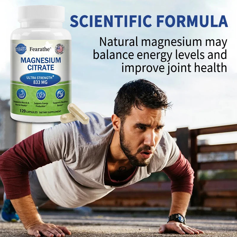 Fearathe Magnesium Citrate Capsules – Highly Absorbable Mineral Supplement Qst