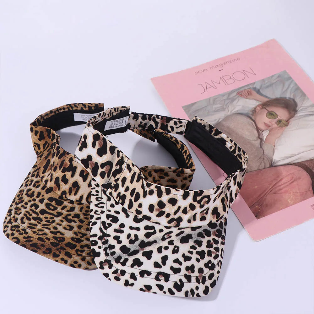 Korean Leopard Print Sun Hat – UV Protection Curved Brim Cap Sun Hat Qme