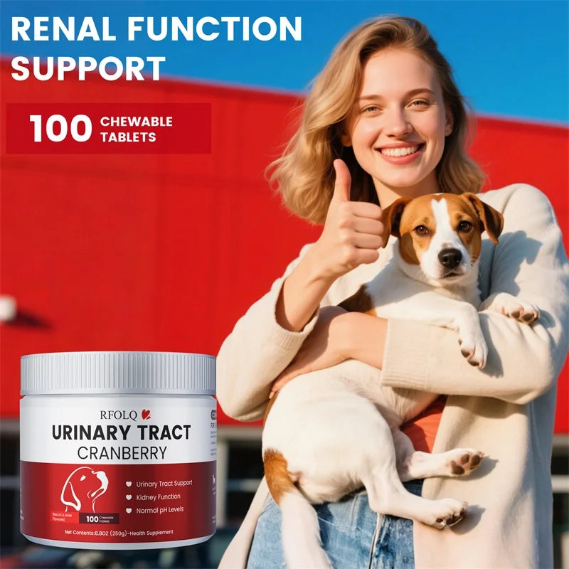 Cranberry Chewable Tablets for Dogs – Urinary & Bladder Support Dog Supplement Qst