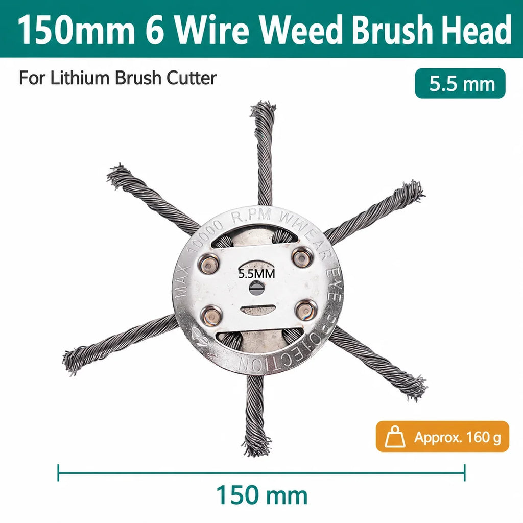 Heavy Duty Steel Wire Brush Head – Weeding, Moss & Rust Remover Garden Cleaning Tool Qme 6 head