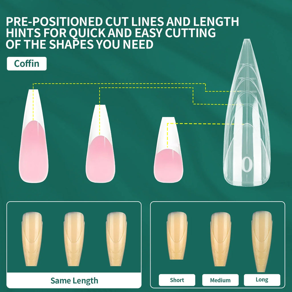 Nailpop Stiletto Nail Dual Forms 15 Sizes 150pcs Full Cover Nail Extension Forms Qme