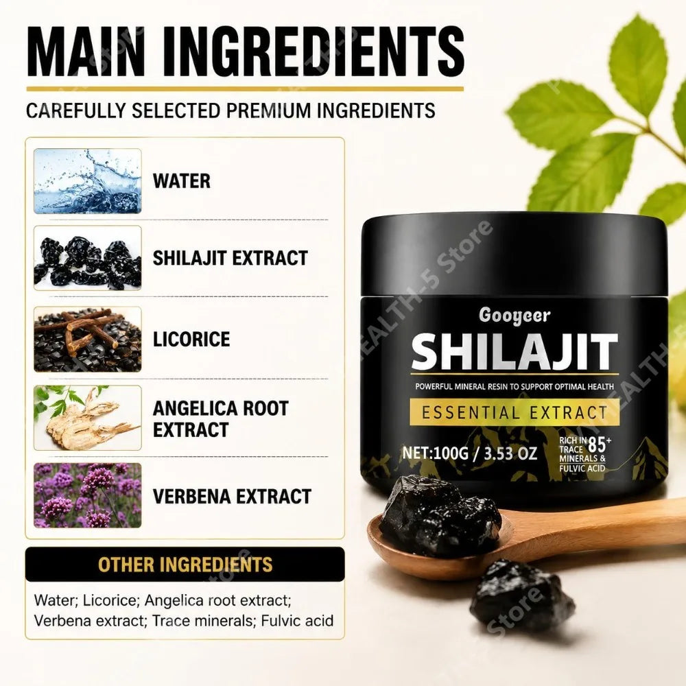 Shilajit Extract Powder – 85+ Trace Minerals & Fulvic Acid 100g Dietary Supplement Qst