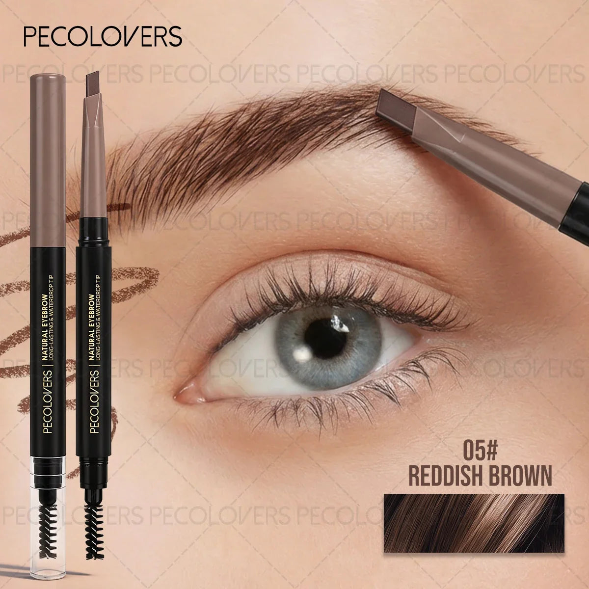 Double-Ended Waterproof Eyebrow Pencil – Fills & Defines Brows Eyebrow Pencil Qme 05x2PCS