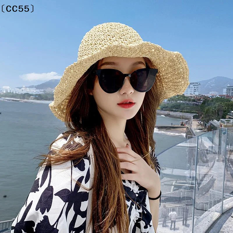 Women's Foldable Wide Brim Straw Sun Hat – UV Protection Straw Sun Hat Qst
