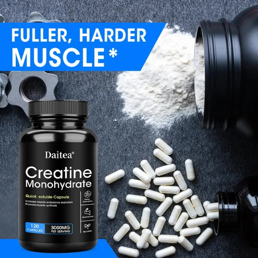 STRESSXCEL Creatine Monohydrate Capsules | Strength & Muscle Creatine Supplement Qst