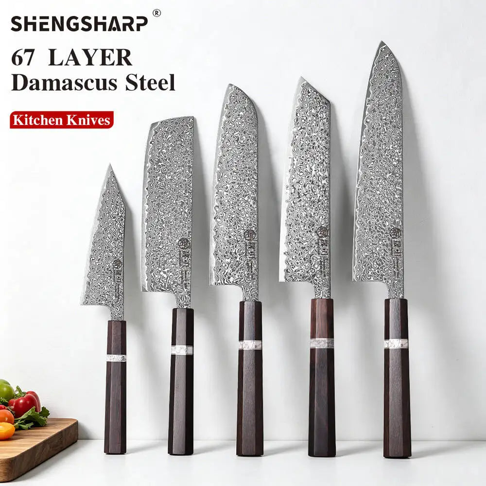 SHENGSHARP 67-Layer Damascus Steel Japanese Kitchen Knife Damascus Kitchen Knife Qst