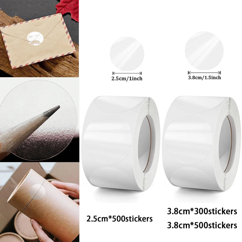 Clear Round Stickers 300–1000 Pack | Transparent Envelope Seals Round Sticker Seals Qme
