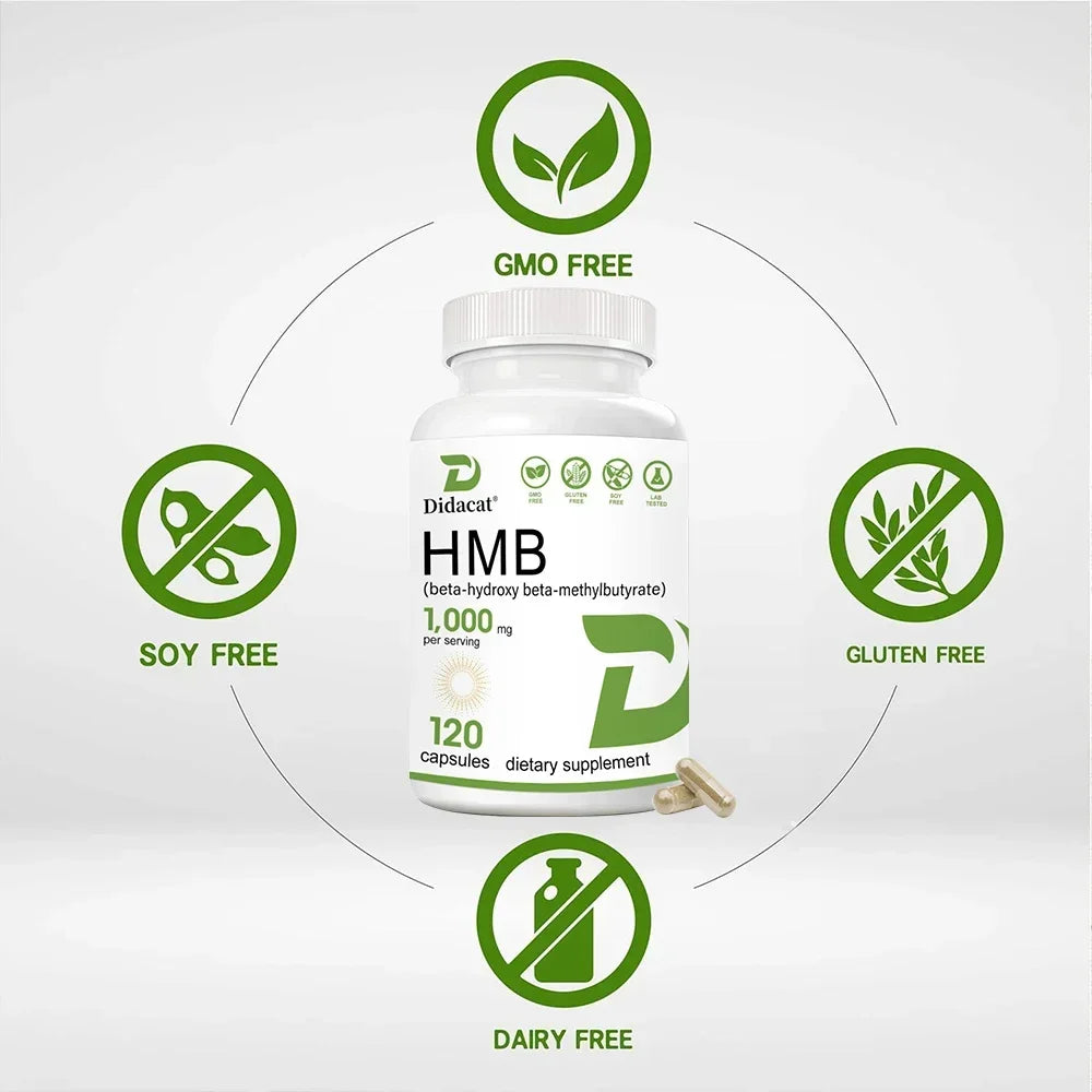 HMB 1000mg Muscle & Energy Supplement – Non-GMO, Gluten Free Sports Supplement Qst