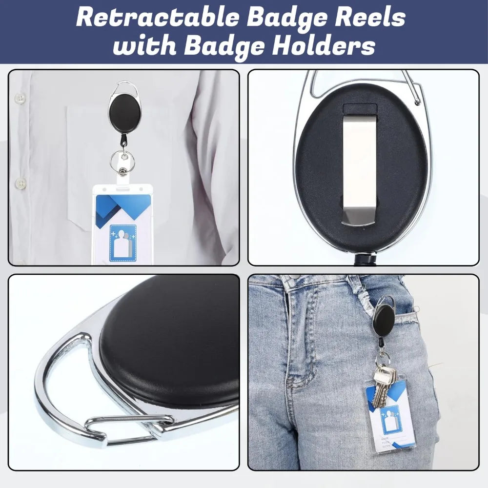 Heavy-Duty Transparent ID Badge Holder with Card Slots ID Badge Holder Qme