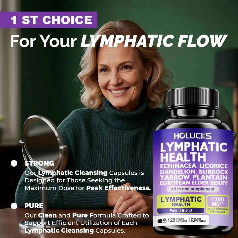 HOLUCKS Lymphatic Health Supplement – Herbal Formula 120ct Herbal Supplement Qst