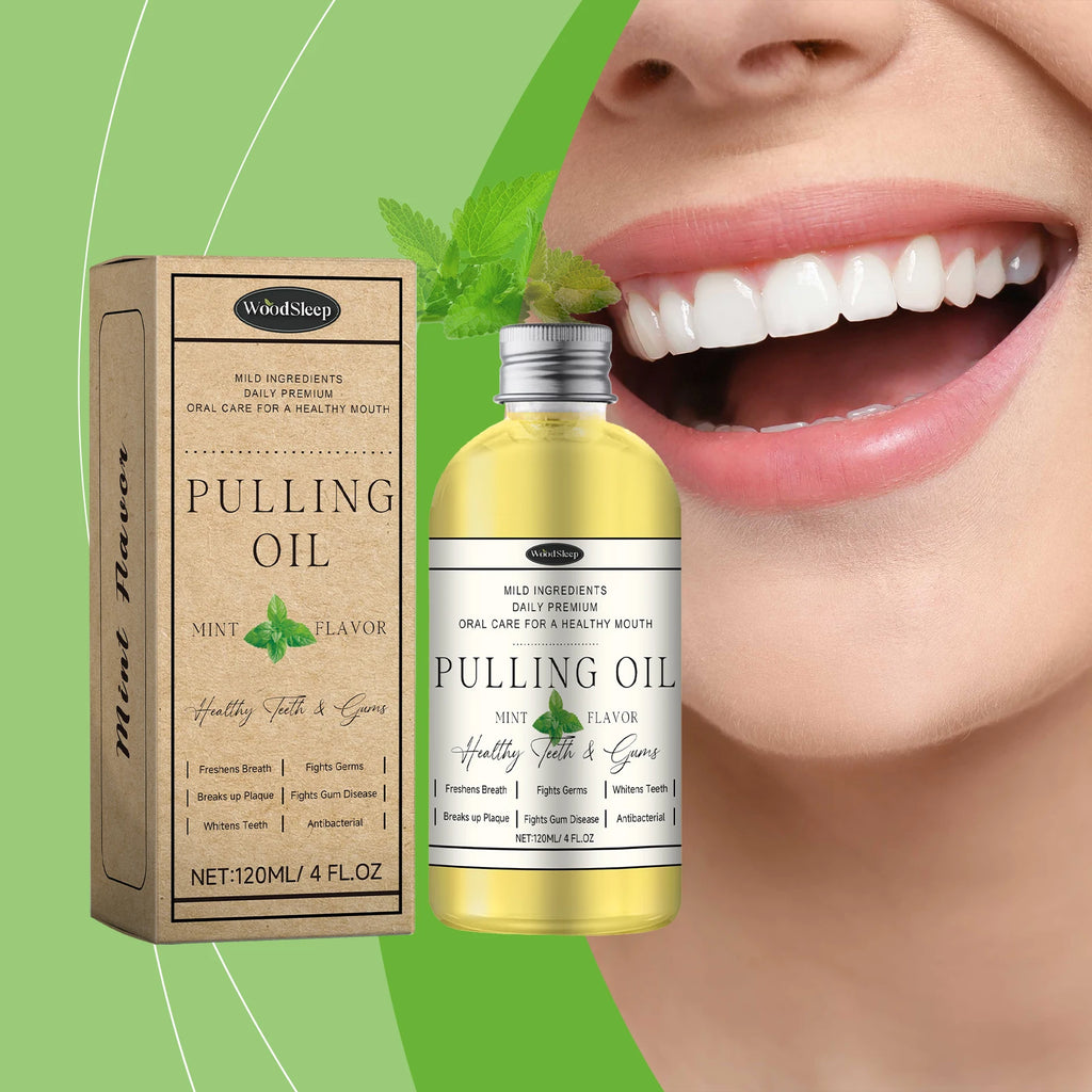 WOODSLEEP Coconut Mint Oil Pulling Mouthwash – Alcohol-Free Oil Pulling Mouthwash Qst