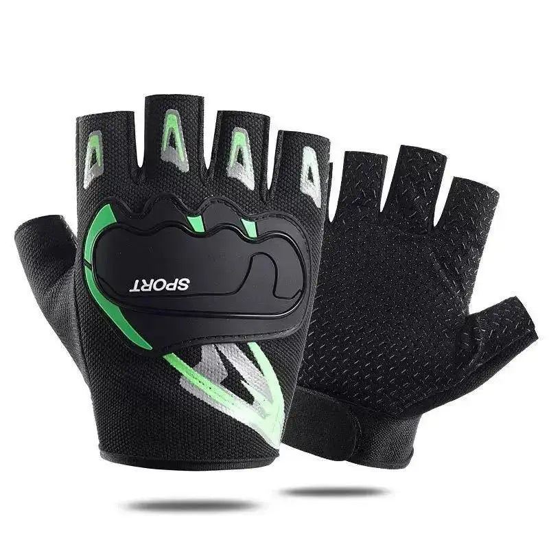 Summer Mesh Motorcycle Gloves Touch Screen Men Women Motorcycle Gloves Qst Half finger Green