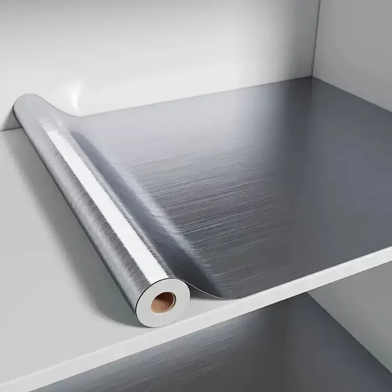 Brushed Stainless Steel Wall Sticker – Waterproof Self-Adhesive Self-Adhesive Wall Sticker Qme A 40cmX5m
