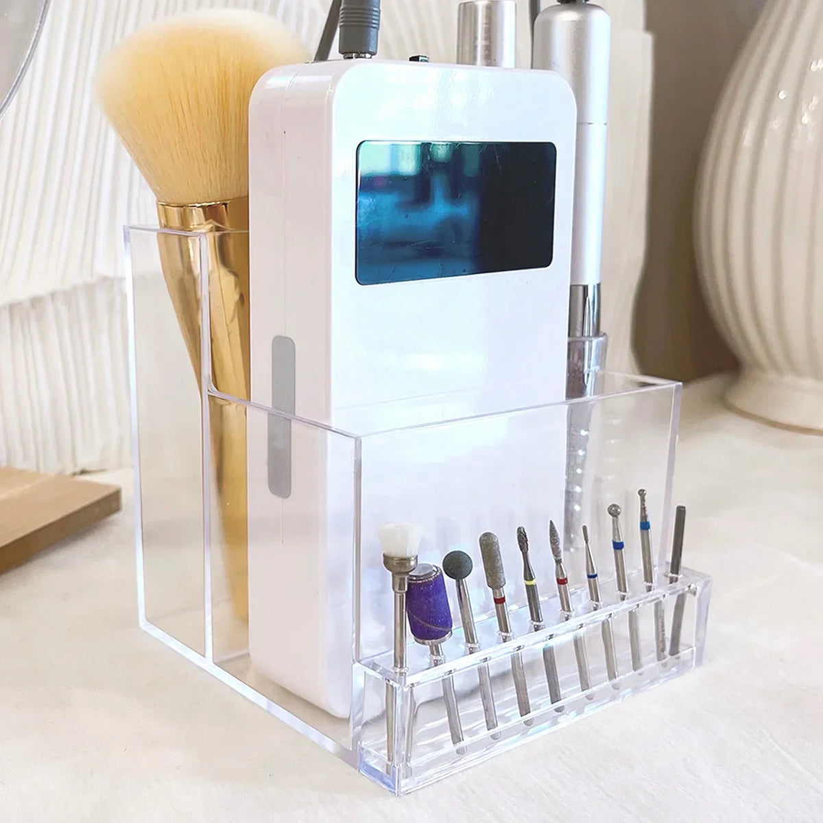 Transparent Nail Polish & Drill Bit Storage Rack Organizer Nail Storage Rack Qme