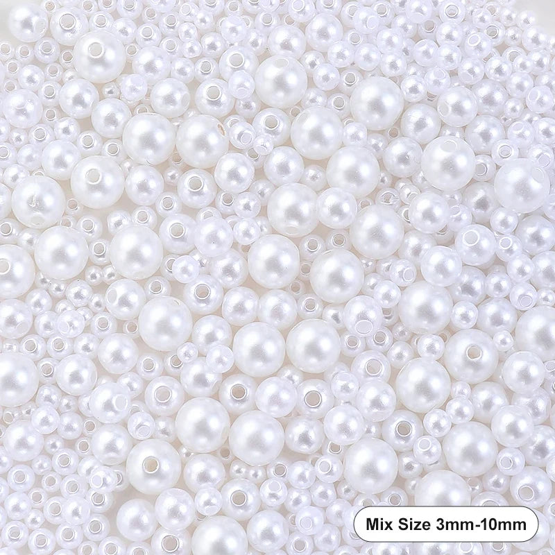 Mixed Acrylic Pearl Beads | 5 Sizes, 30g DIY Craft Pack Craft Beads Qme 1