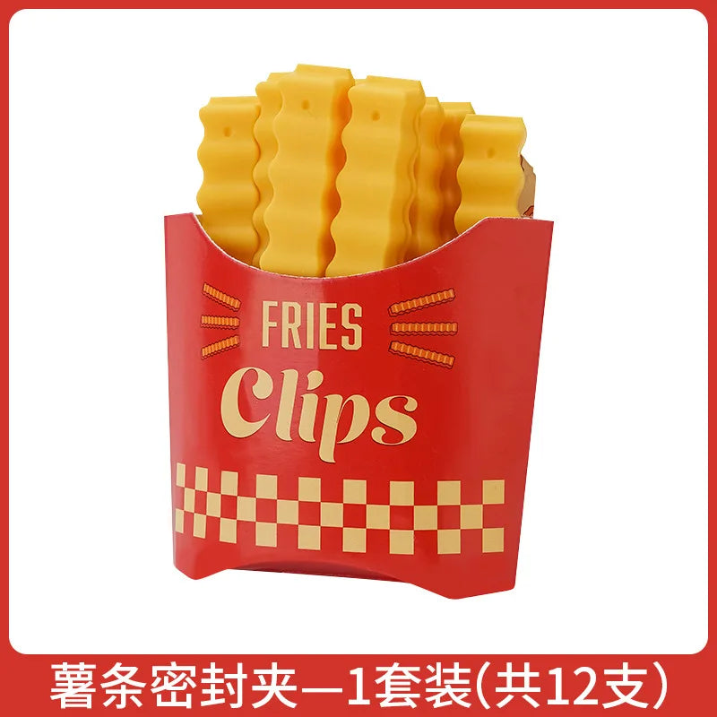 French Fries Snack Bag Sealing Clip & Fridge Sticker Food Bag Sealing Clip Qme 12 pieces per set