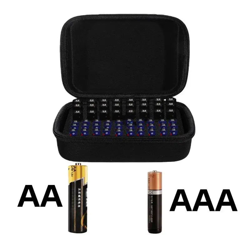 Portable Hard Battery Organizer Case – Holds 54 AA/AAA Battery Organizer Case Qme