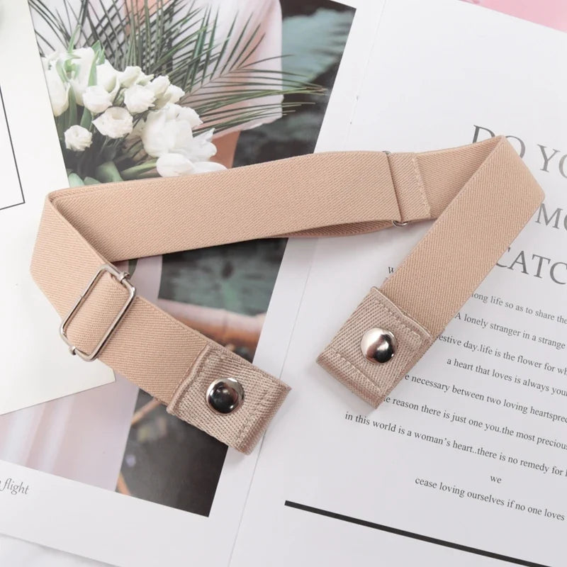 Women's Elastic Buckle-Free Canvas Waist Belt | 29 Colors Elastic Waist Belt Qme BEE-19 length 60-100cm China Mainland