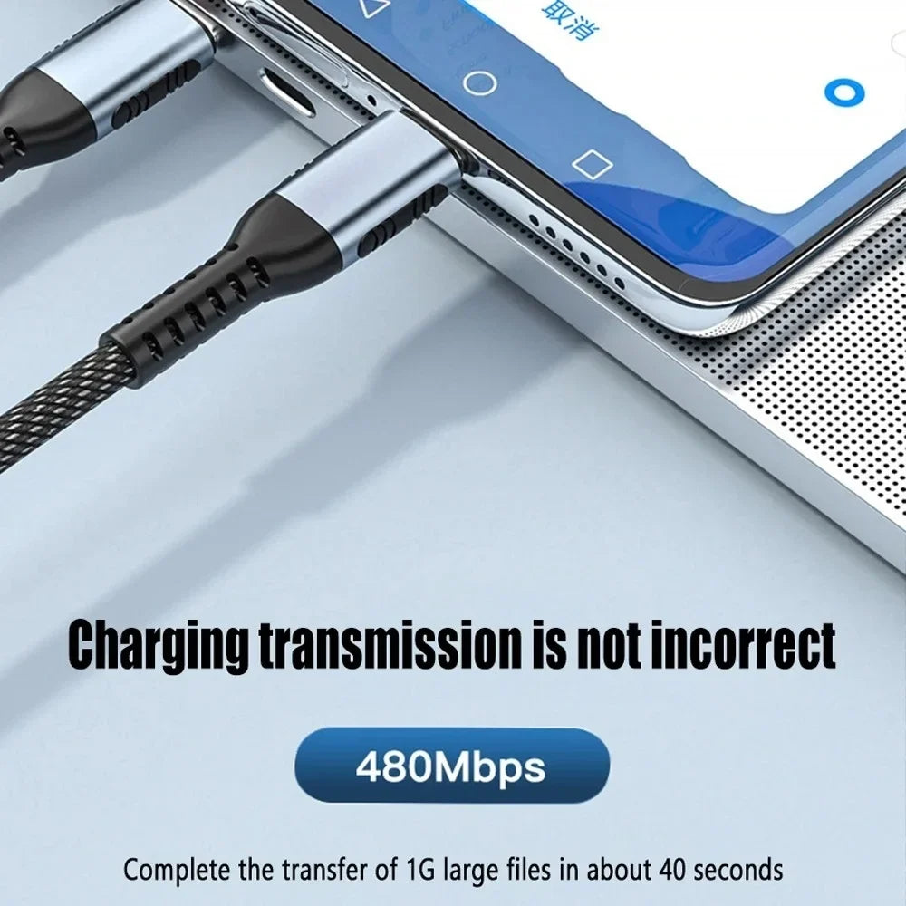 USB-C 100W Fast Charging Nylon Braided Cable 5A PD USB-C Charging Cable Qme