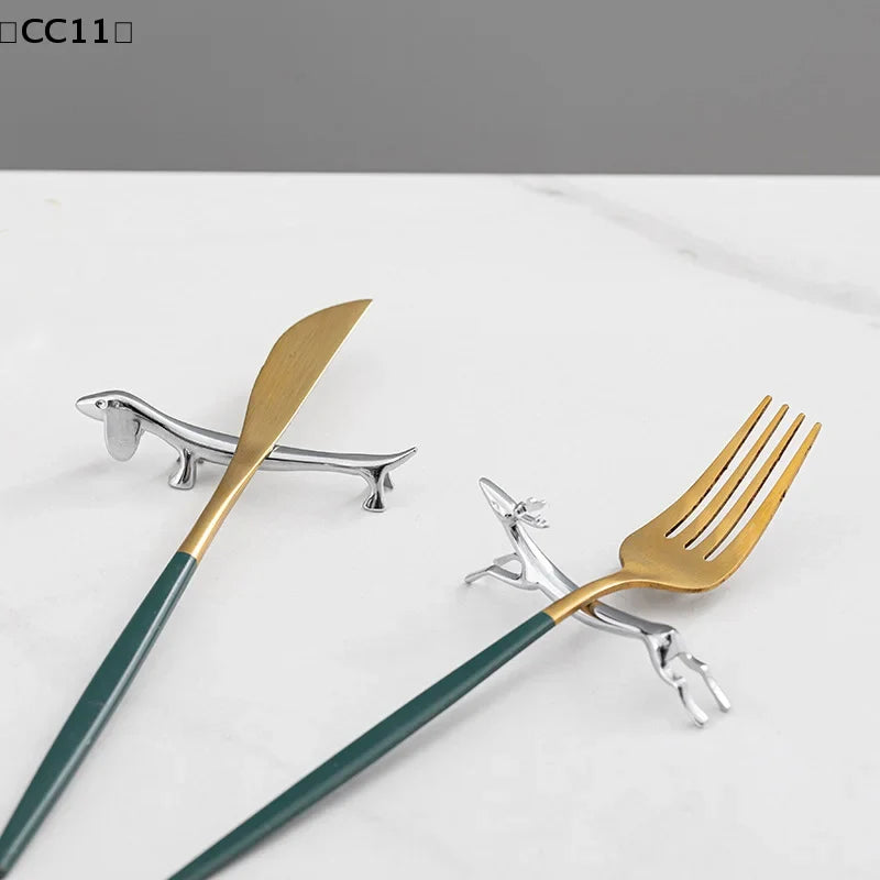 Deer-Shaped Chopstick Rest | Zinc Alloy Cutlery Rack Chopstick Rest Qme