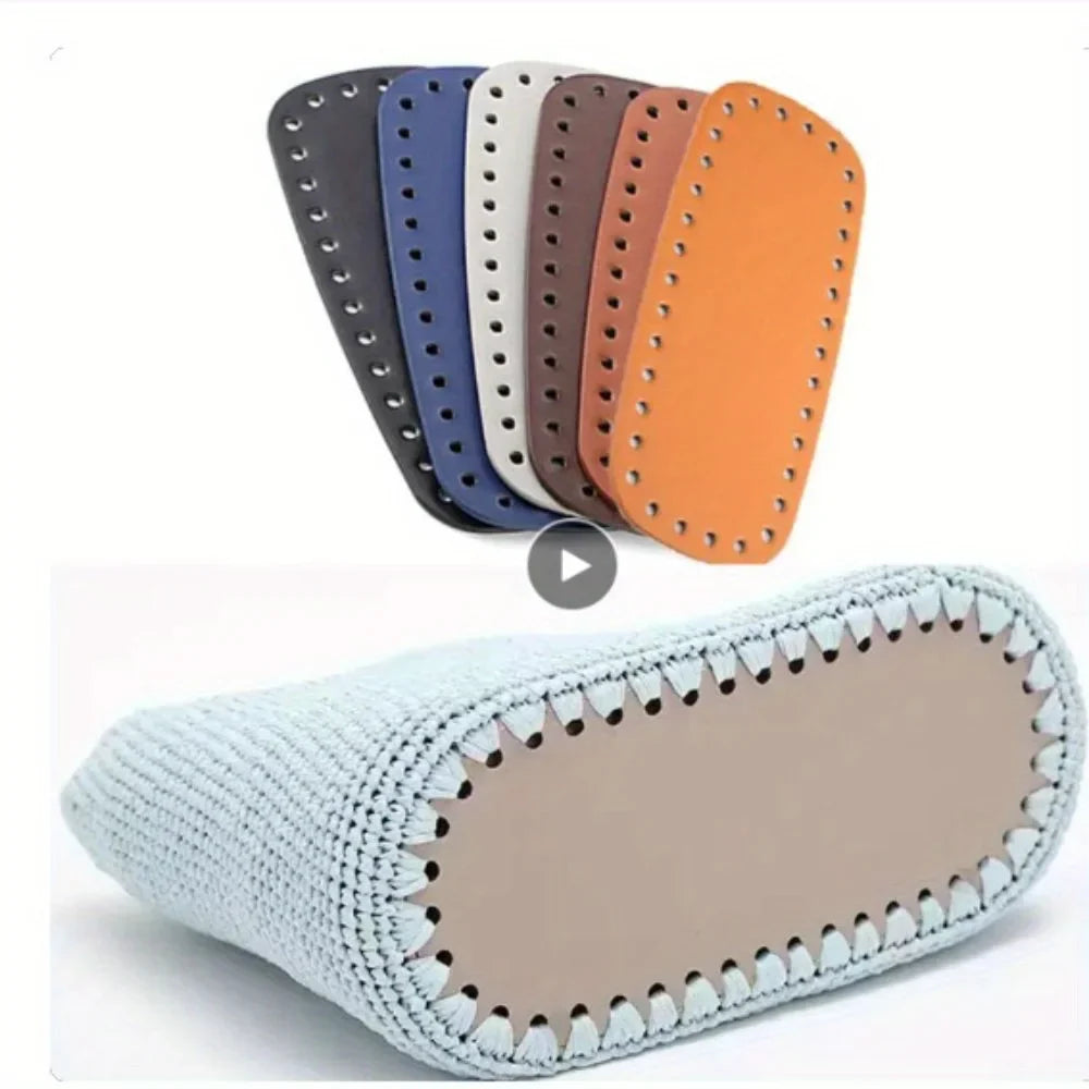 PU Leather Bag Base with Holes – DIY Crochet Oval Rectangle Bag Making Base Qme