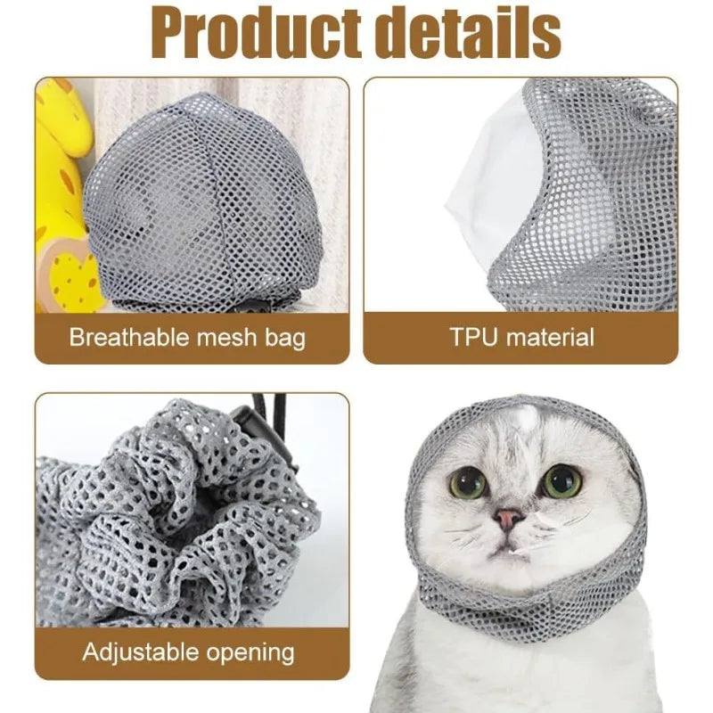 Breathable Mesh Cat Muzzle – Anti-Bite & Anti-Lick Mask Cat Grooming Muzzle Qme
