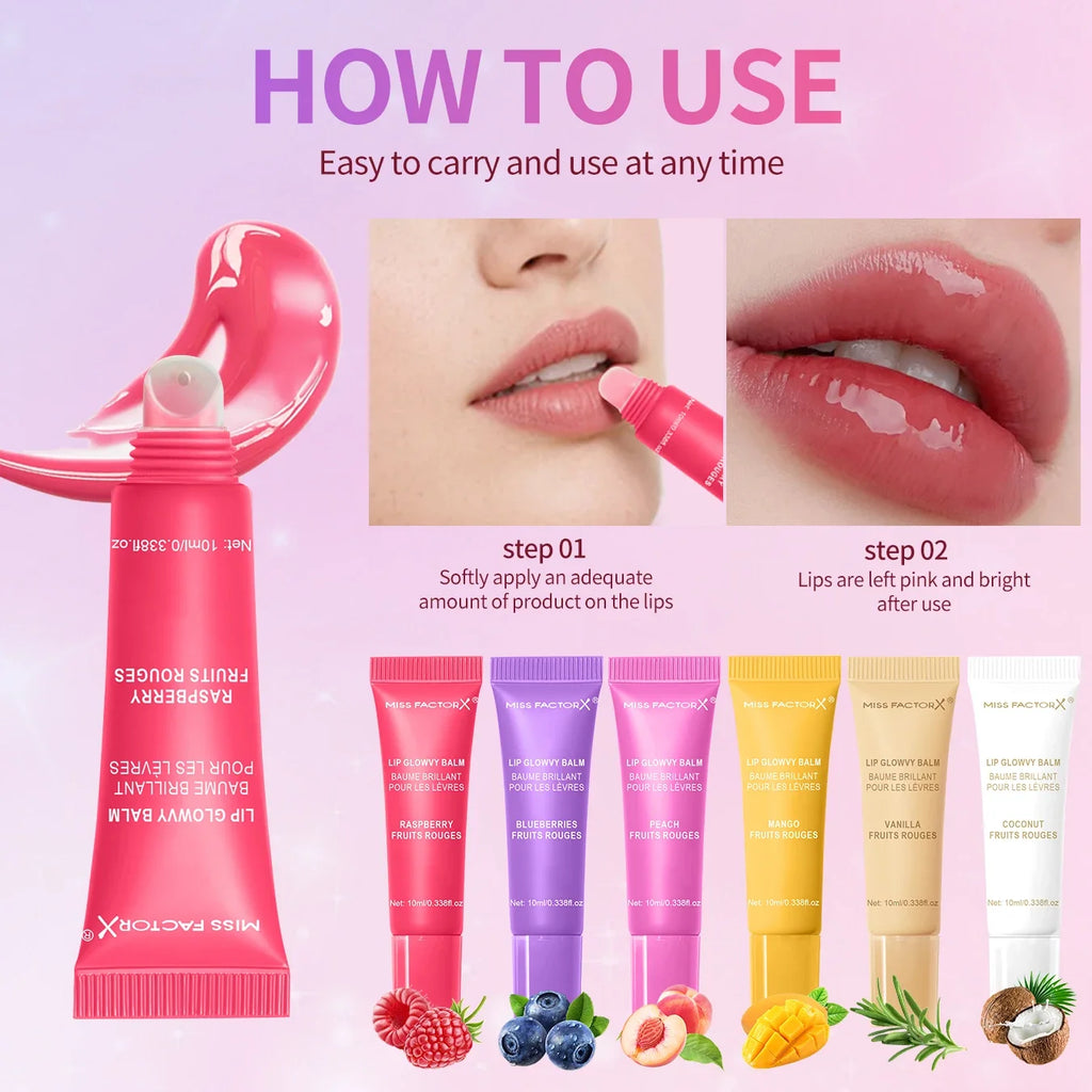 6-Piece Fruit Flavored Lip Gloss Set – Moisturizing Lip Oil Lip Gloss Set Qme