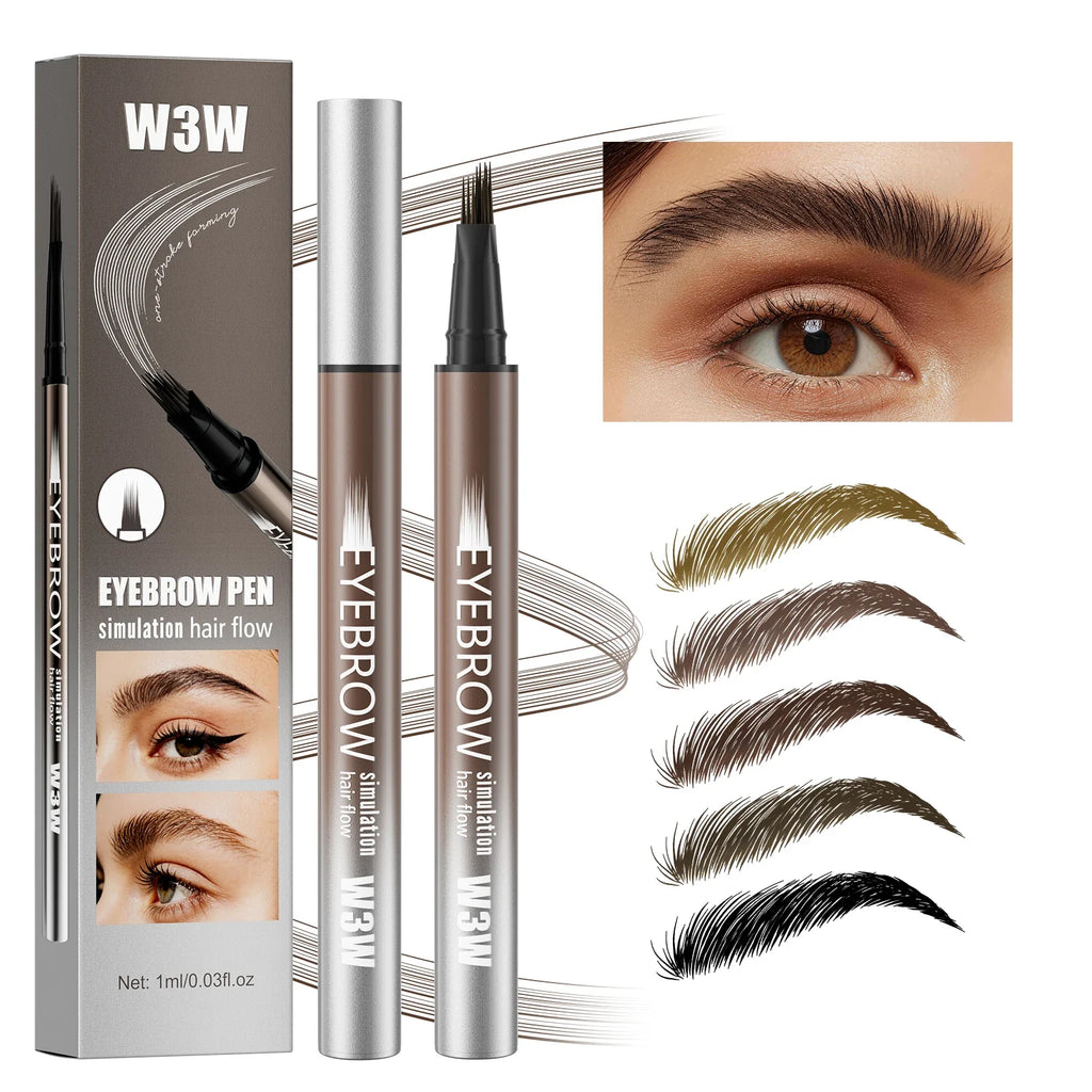 Qme Waterproof Liquid Eyebrow Pen – 5 Colors, Long-Lasting Liquid Eyebrow Pen Qme