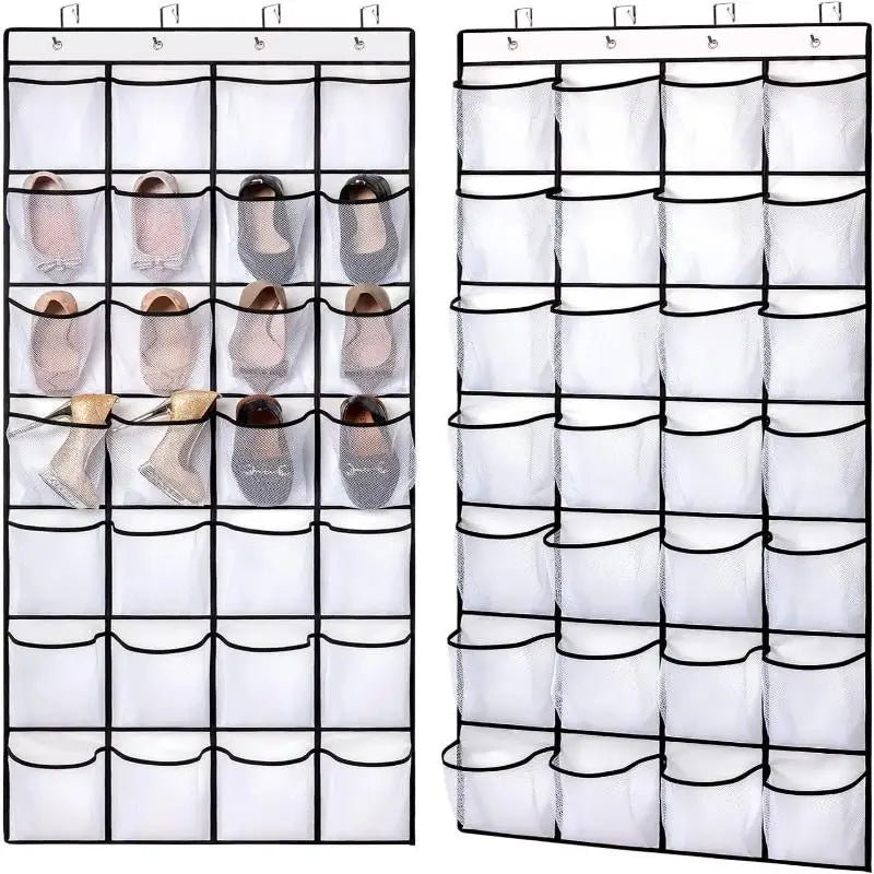 Hanging Shoe Organizer – 24 to 40 Large Mesh Pockets Hanging Shoe Organizer Qme