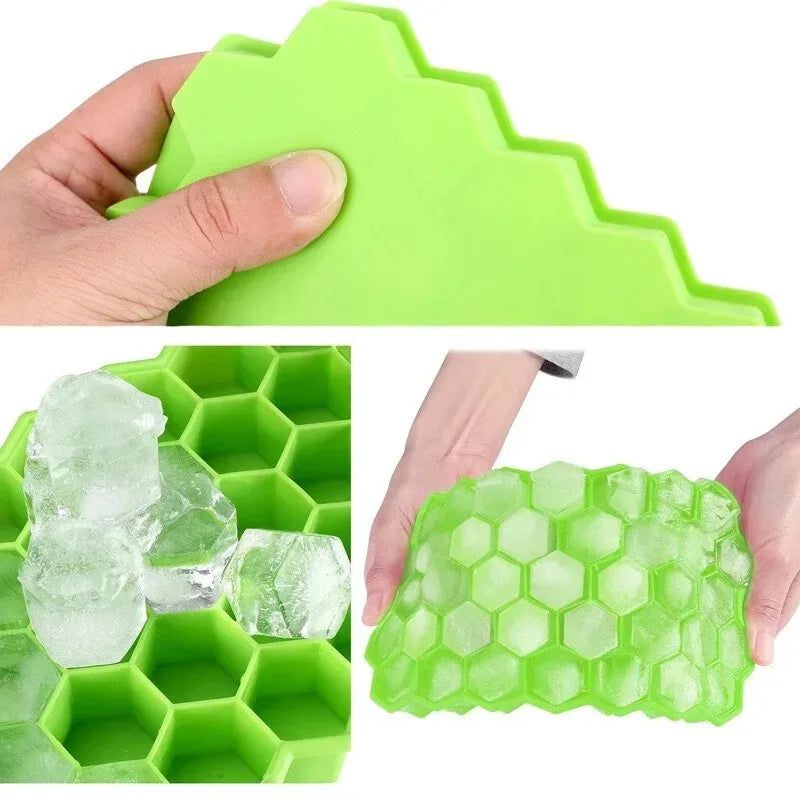 Honeycomb Silicone Ice Cube Tray 37-Grid with Lid | Food Grade Silicone Ice Cube Tray Qme
