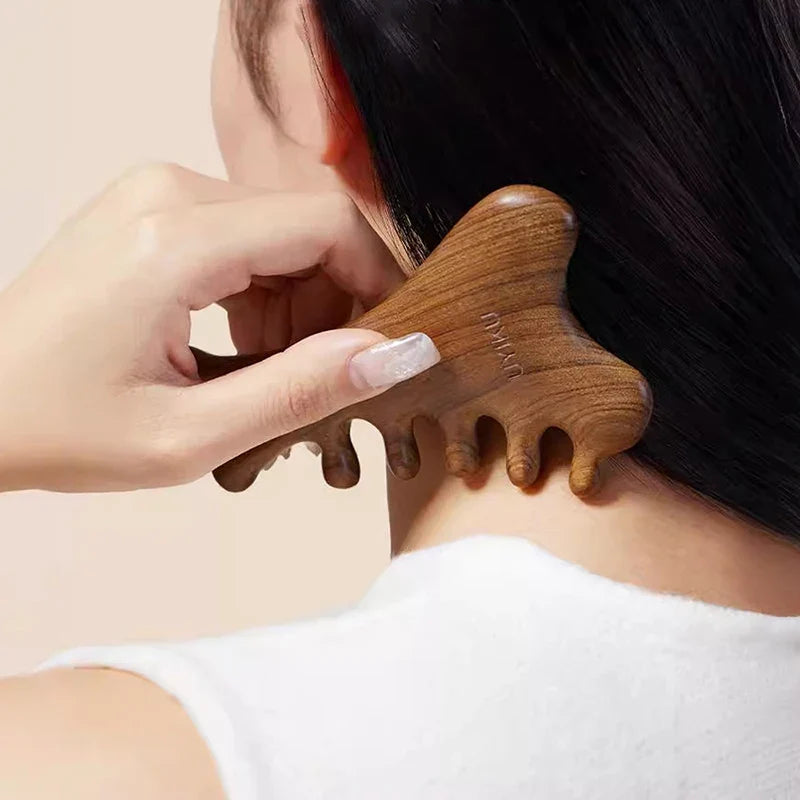Wooden Handleless Meridian Massage Comb – Wide Tooth Scalp Scalp Massage Comb Qme