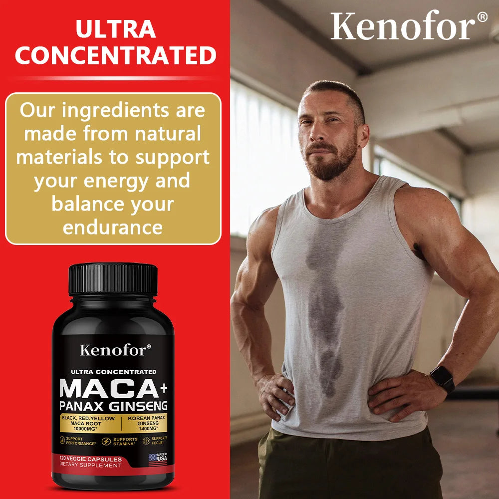 Maca Root & Korean Ginseng Capsules | Daily Vitality Supplement Herbal Supplement Qst