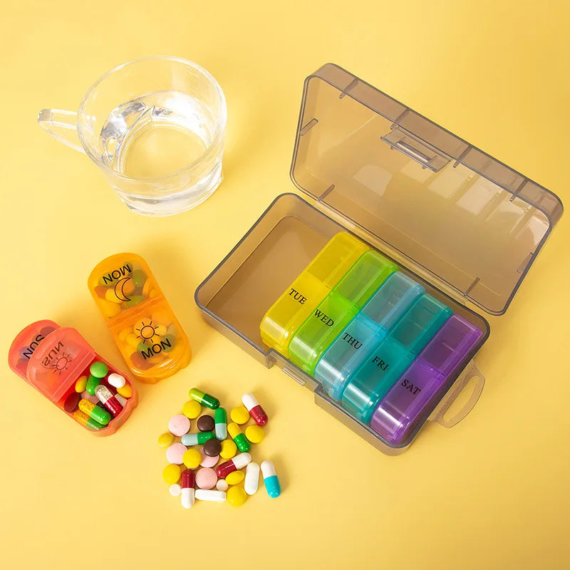 7-Day 14-Grid AM PM Pill Organizer – Portable Weekly Case Weekly Pill Organizer Qme