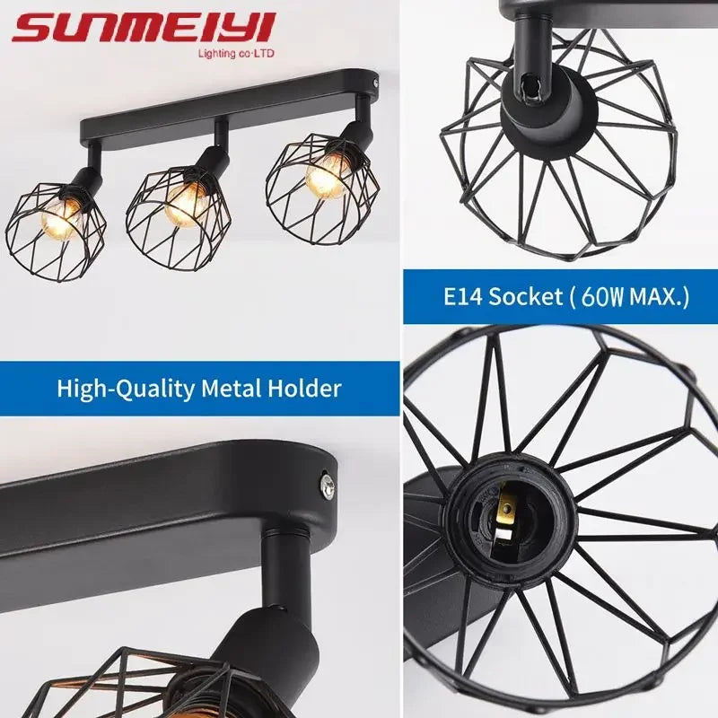 Modern Black Ceiling Lamp – American Industrial Style Ceiling Light Fixture Qme