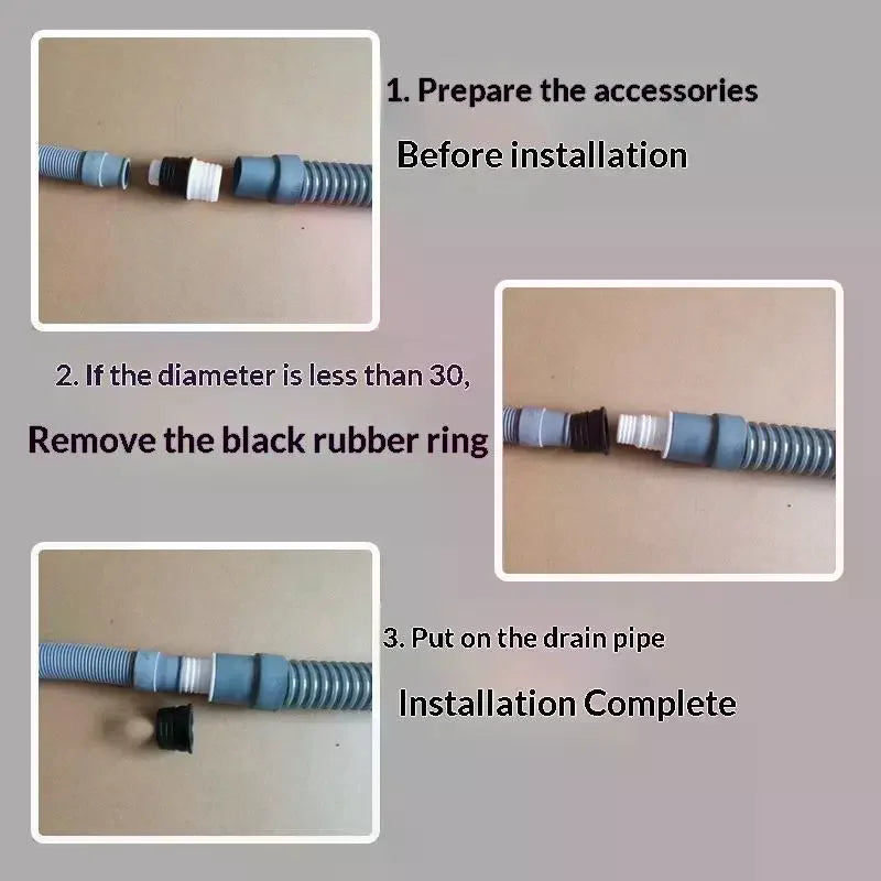 Washing Machine Drain Hose Extension Adapter Connector 32–40mm Drain Hose Adapter Qme