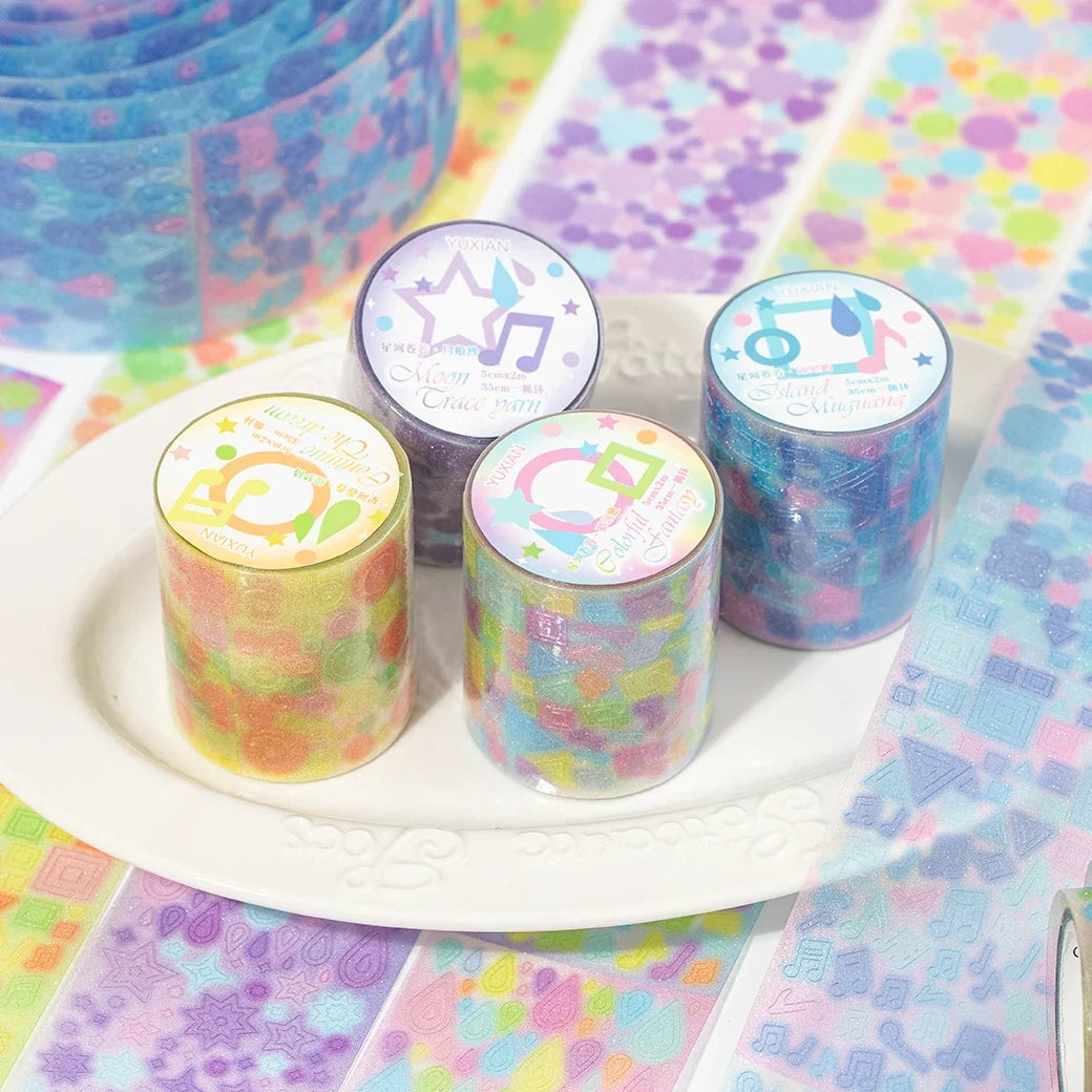 Y2K Glitter Decorative PET Tape for Planners & Scrapbooks Decorative Craft Tape Qme Four random options HOT SALE