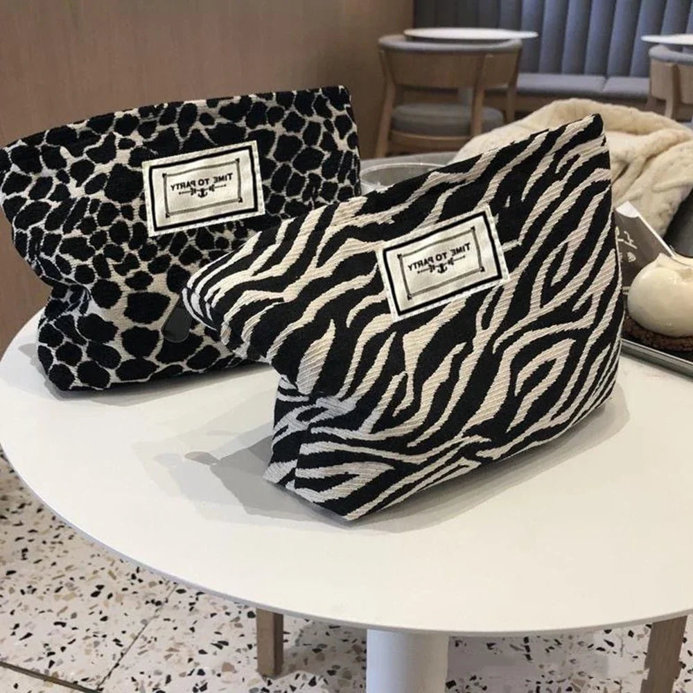 Zebra-Print Makeup Bag & Toiletry Organizer for Women Makeup Toiletry Bag Qme