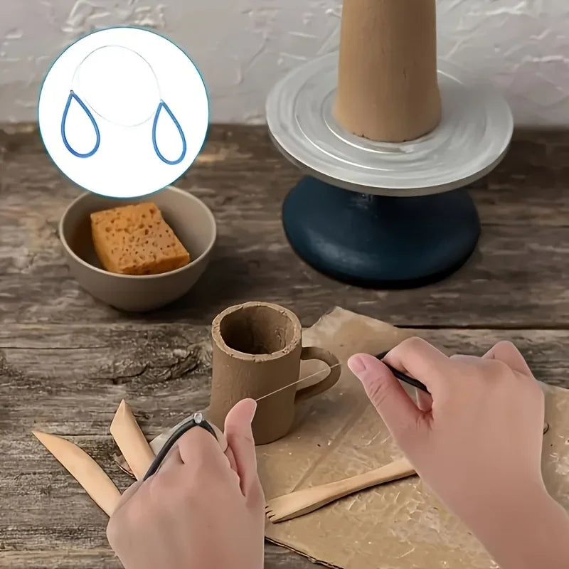Handheld Ceramic Clay Cutter Tool – Metal Blade & Ergonomic Handle Clay Sculpting Tool Qme