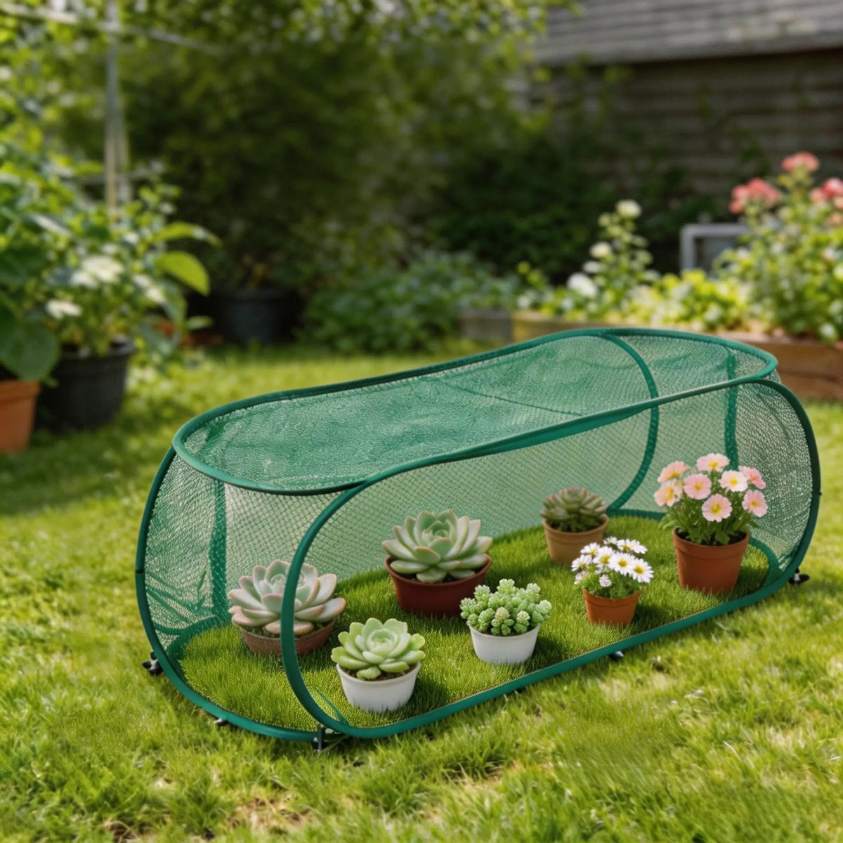 Foldable Plant Shade Net Cover with Steel Wire Frame Garden Plant Cover Qst