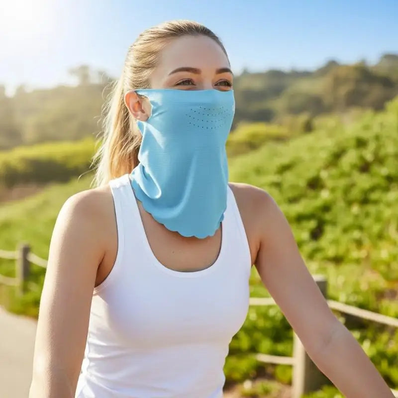 Ice Silk Cycling UV Sun Mask – Face & Neck Cover Men Women Cycling Sun Mask Qme